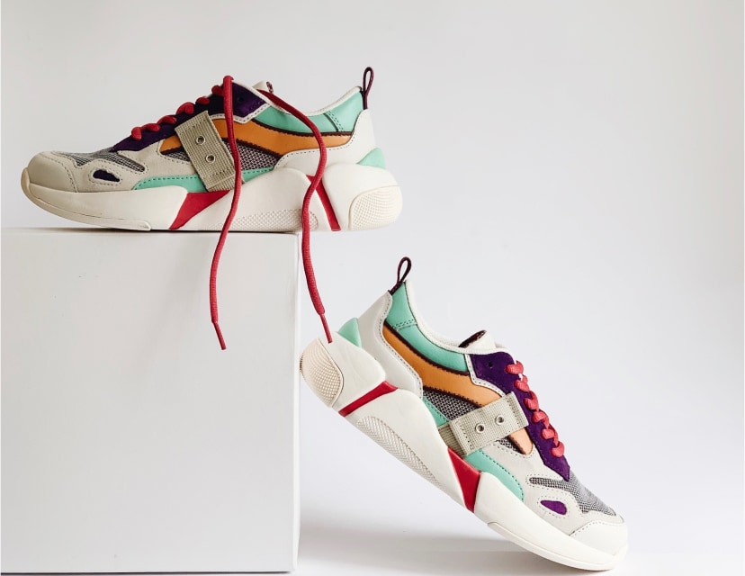 Sport shoes in bright pastel colors