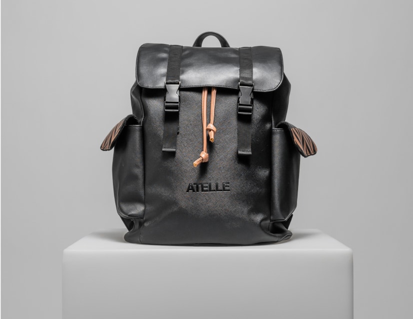 Fashionable black leather bag