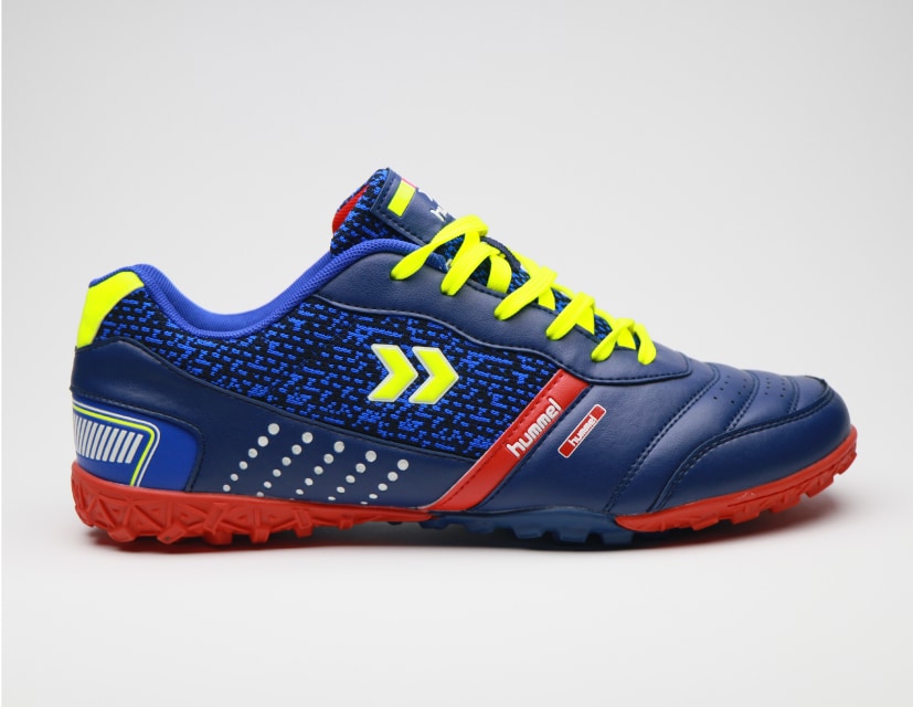 Sport shoe in blue, yellow, and red colors